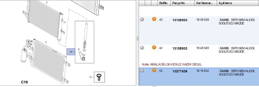 Kartuş Kiti Dehydrator And Drıer For Aır Condıtıonıng Klıma Kurutucu Chevrolet Cruze J300 (1618654) (13277638)
