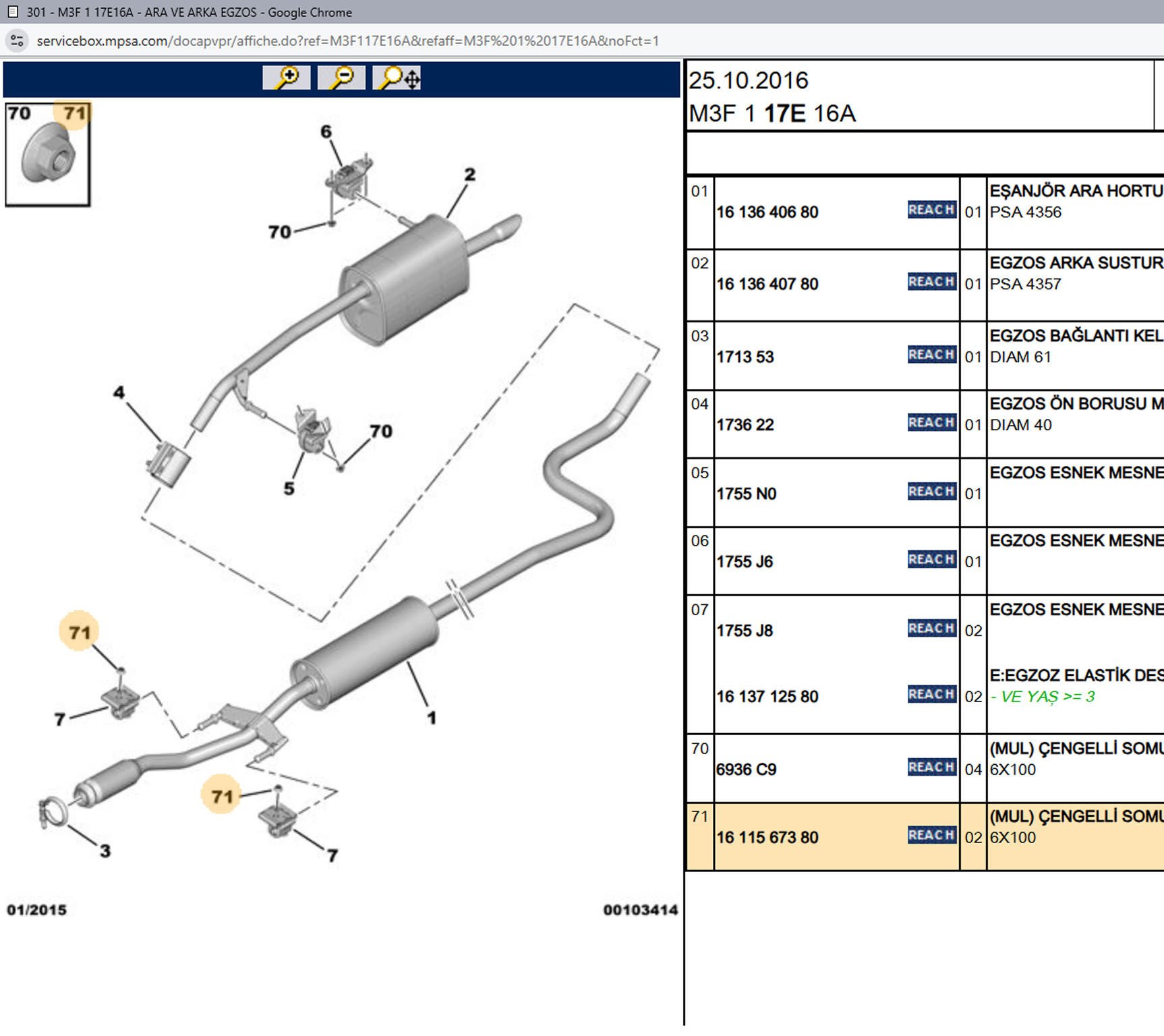 Psa Eksoz Manifold Somunu 03636989 7903233042 6936.91