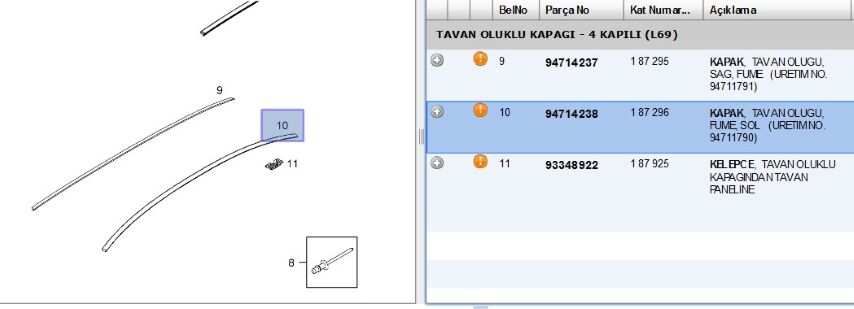 Tavan Ray Sol Ast H Nb Cıtası Fume L69 Astra (94714238)