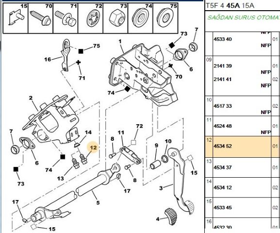 Fren Stop Müşiri Müsırı 106/206/307 Son 09491 (eski No 4534 21) (4534.52) (,04534.35,4534.21)