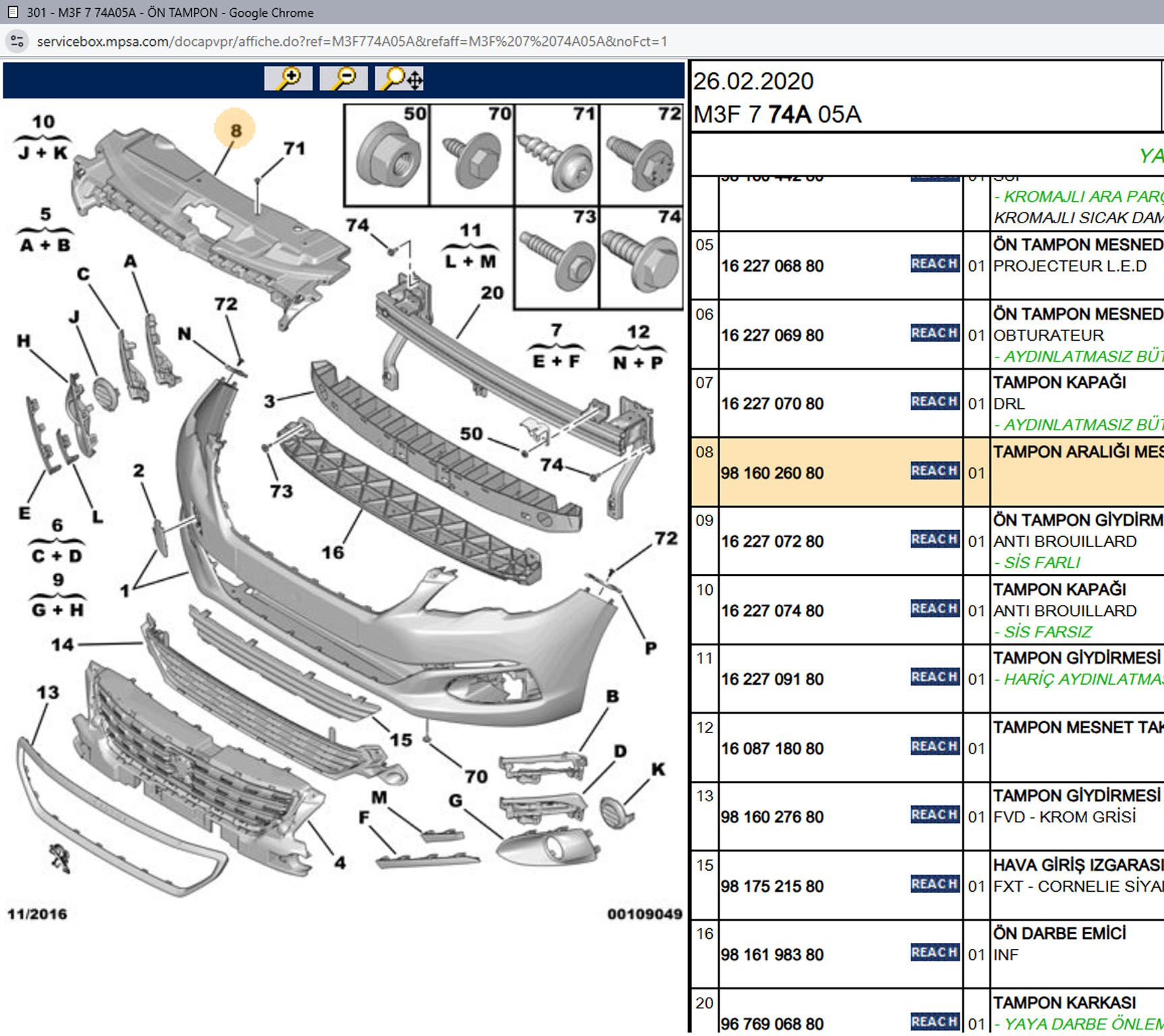 Psa Ön Panel Üst Bağlantı Mesnedi