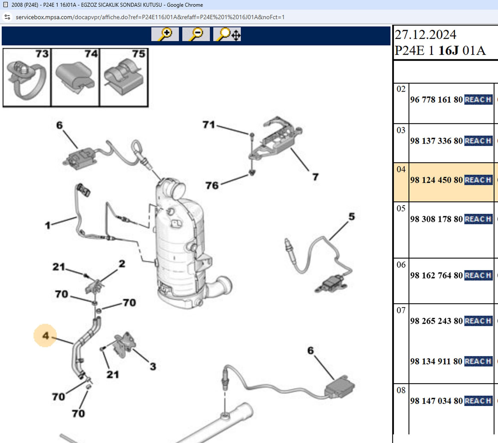 Psa Partikül Filtresi Basınç Algılayıcısı 3649032