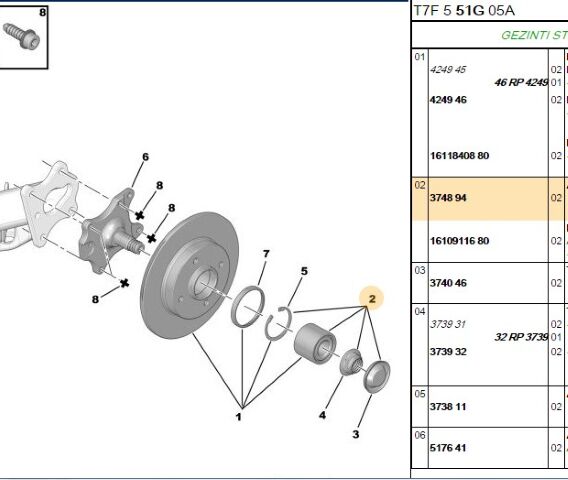 Arka Teker Bilyası Porya Rulmanı 308/3008/5008/partner Tepee (3748.94)