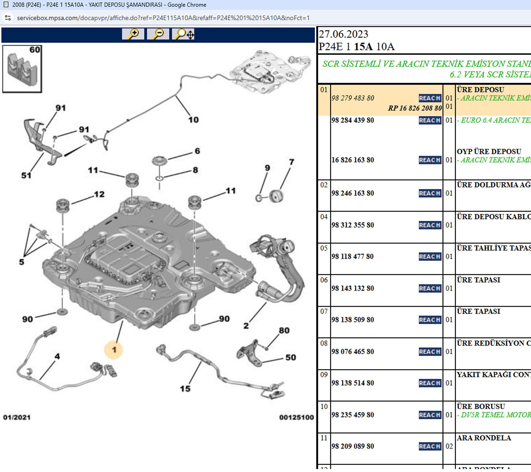Psa Adblue Üre Deposu 9827948380 39167312 9827216280