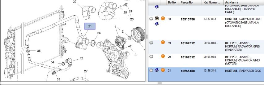 Hortum Radyator Cıkıs Hortumu A16xer Astra J Kaplınlerı (13251438)