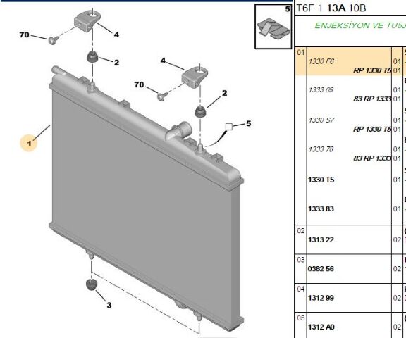 Radyator 307 Al4 Şanz (1330.T5) (,01330.F6)