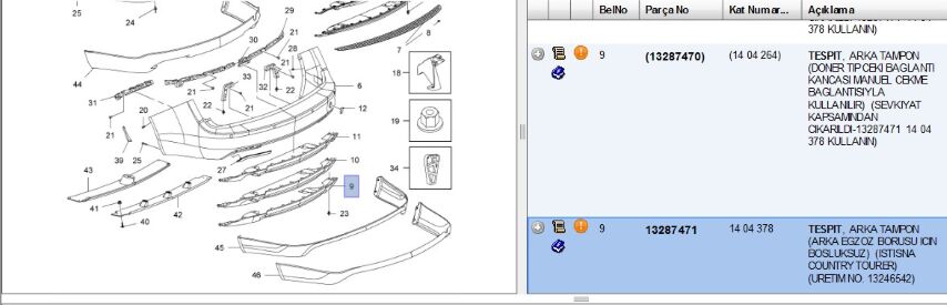 Arka Tampon Alt Plastiği İns Bakalıt Insıgnıa Sw Bosluksuz Kaplama Opel A (1404378) Tampon- Ov Legacy (13287471)