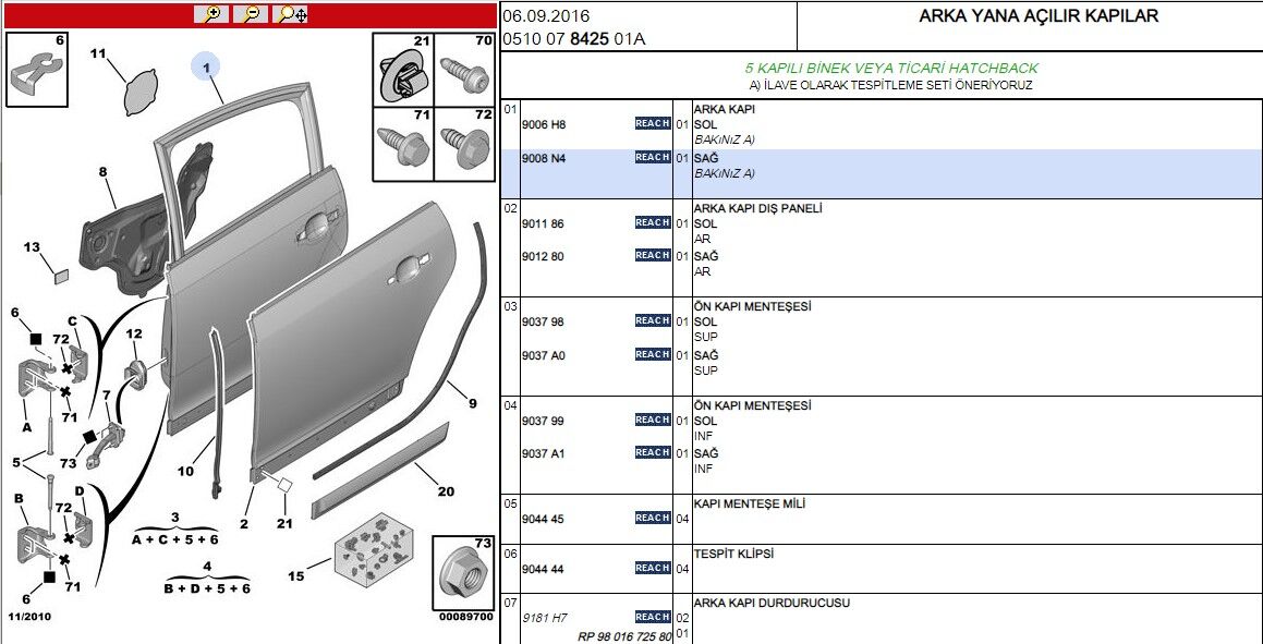 Arka Kapı Sag C4 (9008.N4)