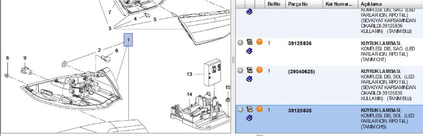Stop Dış Sol İns B Led Lı Insıgnıa (39125835) (,039040625)