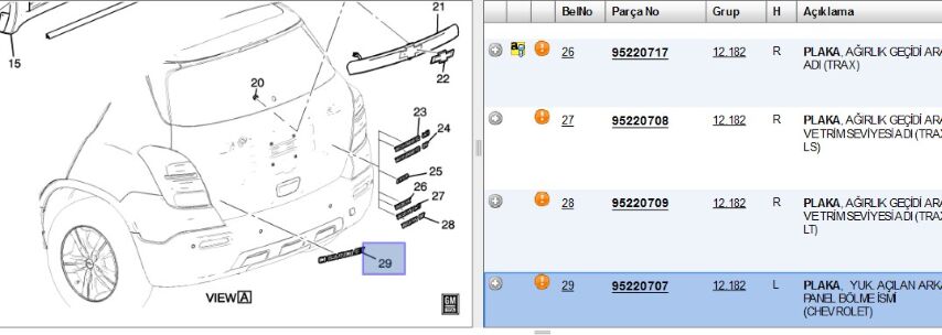 Yazı Chevrolet Trakx Yazısı Trax (95220707)