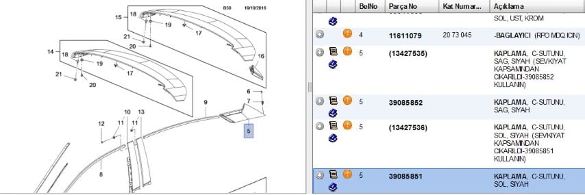 Part C Stun Kaplaması Sol Sıyah Astra K (39085851) (,039187583,GİYDİRME )