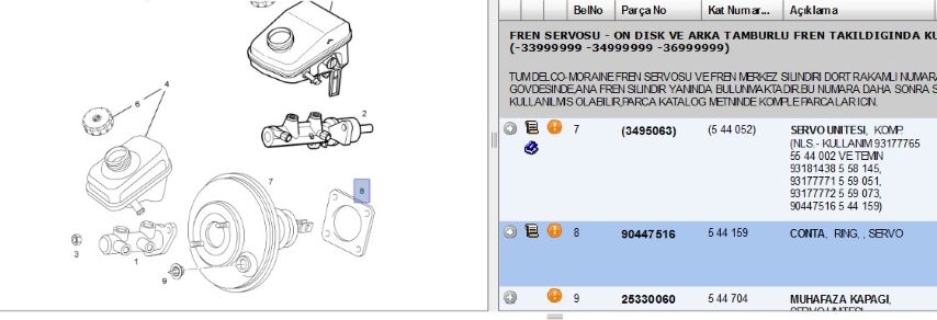 Conta Brake, Hydraulıc Brake Boostıng - Mountıng And Spare Parts Servofren Contası Opel Corsa C Combo (544159) (90447516)