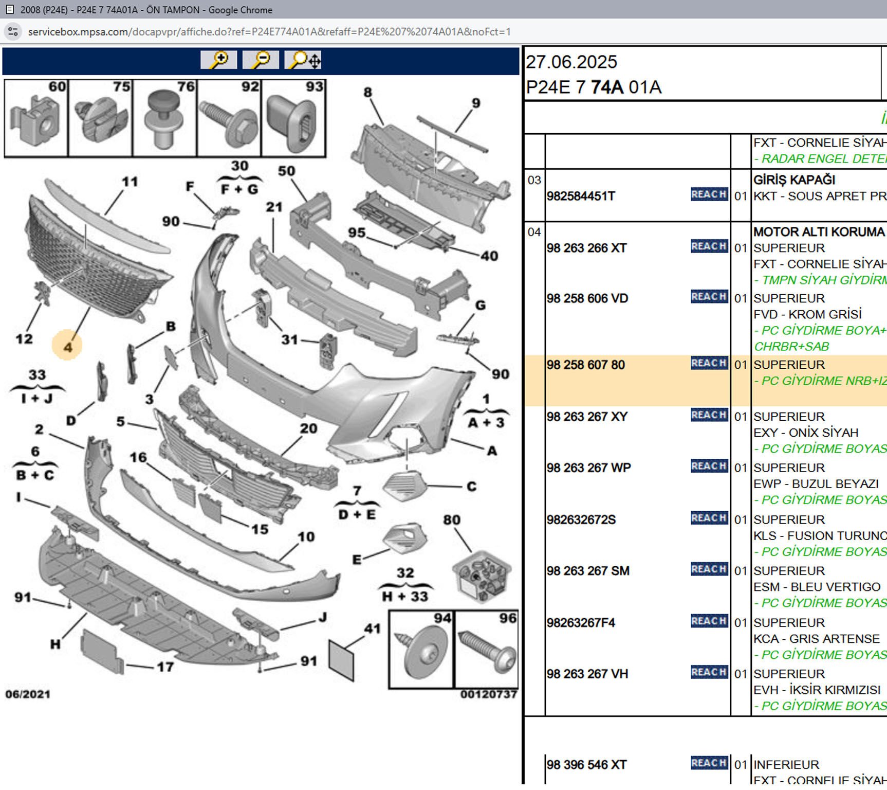 Psa Ön Tampon Izgarası