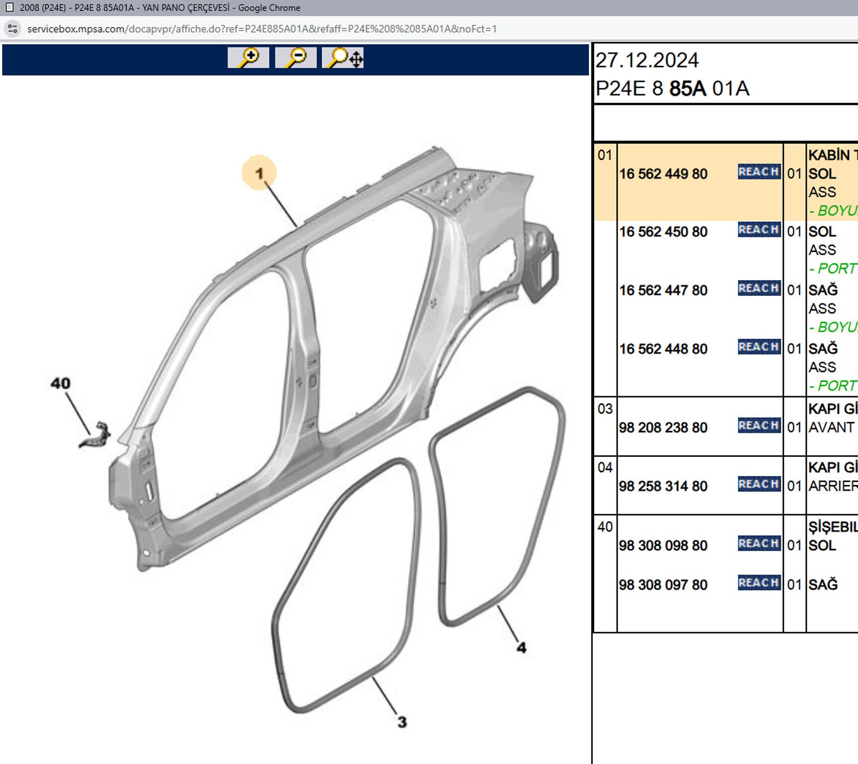 Psa Sol Yan Duvar Sacı