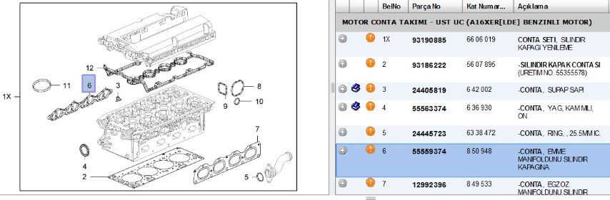 Emme Manifolt Contası Z16xer Intake Manıfold, Mountıng And Spare Parts (55559374)