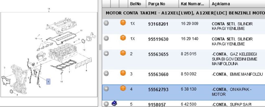 Yağ Pompa Conta A14net Motor Ön Kapak Contası 1 2 Ve 4 On 14xer T300 Aveo (638130) (55562793)