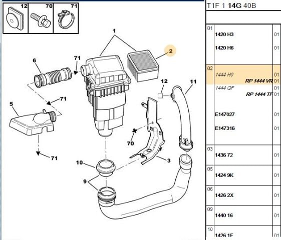 Aır Fılter Hava Fılıtre 206 / Ew10j4 Dw8 Dw8b (1444.VR) (,01444.H0)
