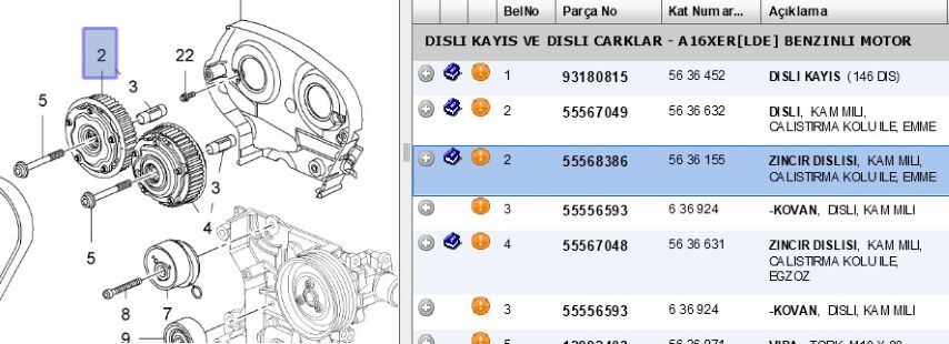 Ekzantirik Dişli Emme A16xer Ast J Eksantrik Dişlisi astra-j Eksantrık Dıslısı Astra J  (55568386)