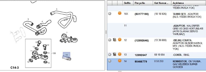 Giriş Ucu Devırdaım Tahlıye Borusu Corsa C (90466779)