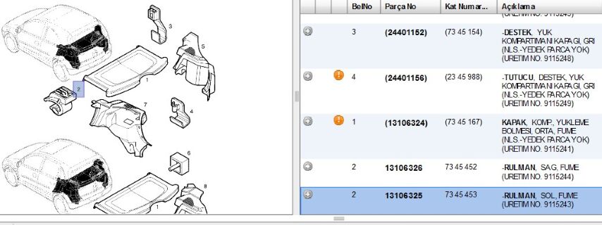 Arka Şapkalık Tutucu Sol Cor C Siyah Yuk Bol Halısı Ment Fume Corsa (13106325)