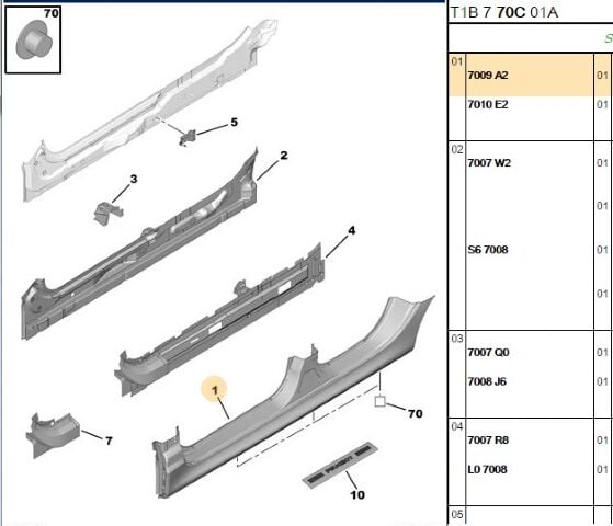 Marşbiel Sacı Dış Sol Alt Masbıyel 206 5/kapı (7009.A2)