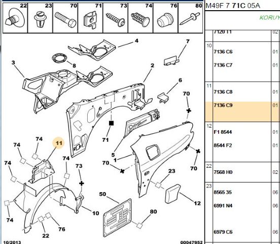 Davlumbaz Ön Sag Alt Triger Koruma Kapak Partner/em (7136.C9)