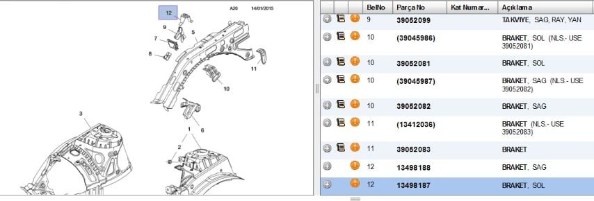 Part Braket Camurluk On Sol Ic Astra K (13498187)