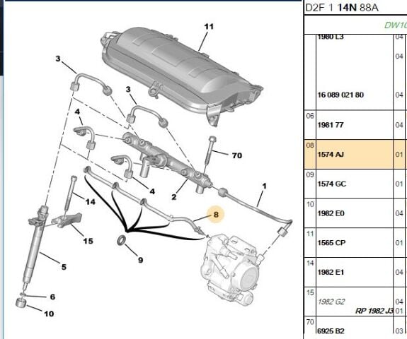 Yakıt Geri Dönüş Hortumu Mazot Gerı Donusum 308-407-508-3008 Dw10 (1574.AJ)