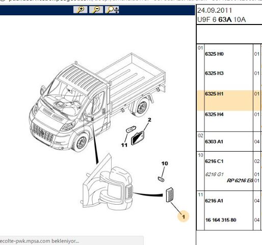 Ayna Yan Sinyali Sağ Boxer Iıı (ö S ) (6325.H1) (,06325.H4,LAMBA ,6216.E0,SİNYAL LAMBASI )
