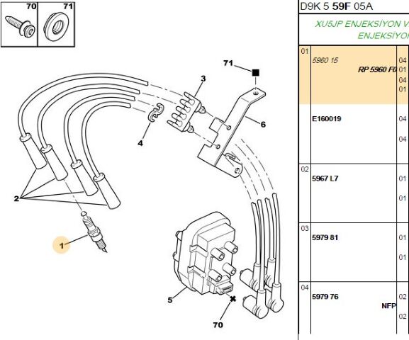 Buji Yeni No 1632745480 (5960.F0) (,05960.15,1632745480,ATEŞLEME BUJİSİ )