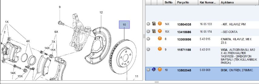 Ön Disk Fren Dıskı On Tek Tar 15 Cruz T300 Aveo (13502045)