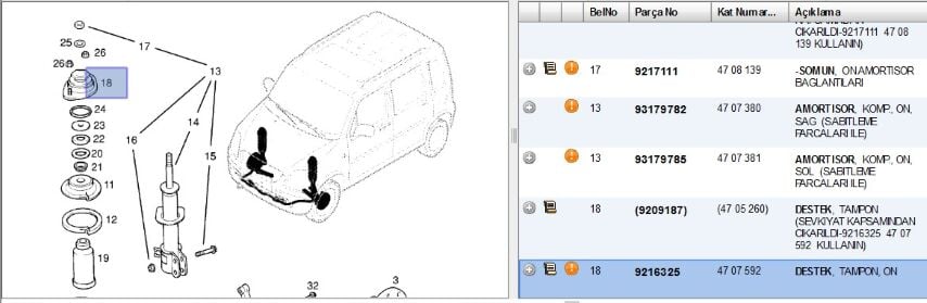 Ön Amartisör Takozu Agıla Amortısor Ust (9216325)