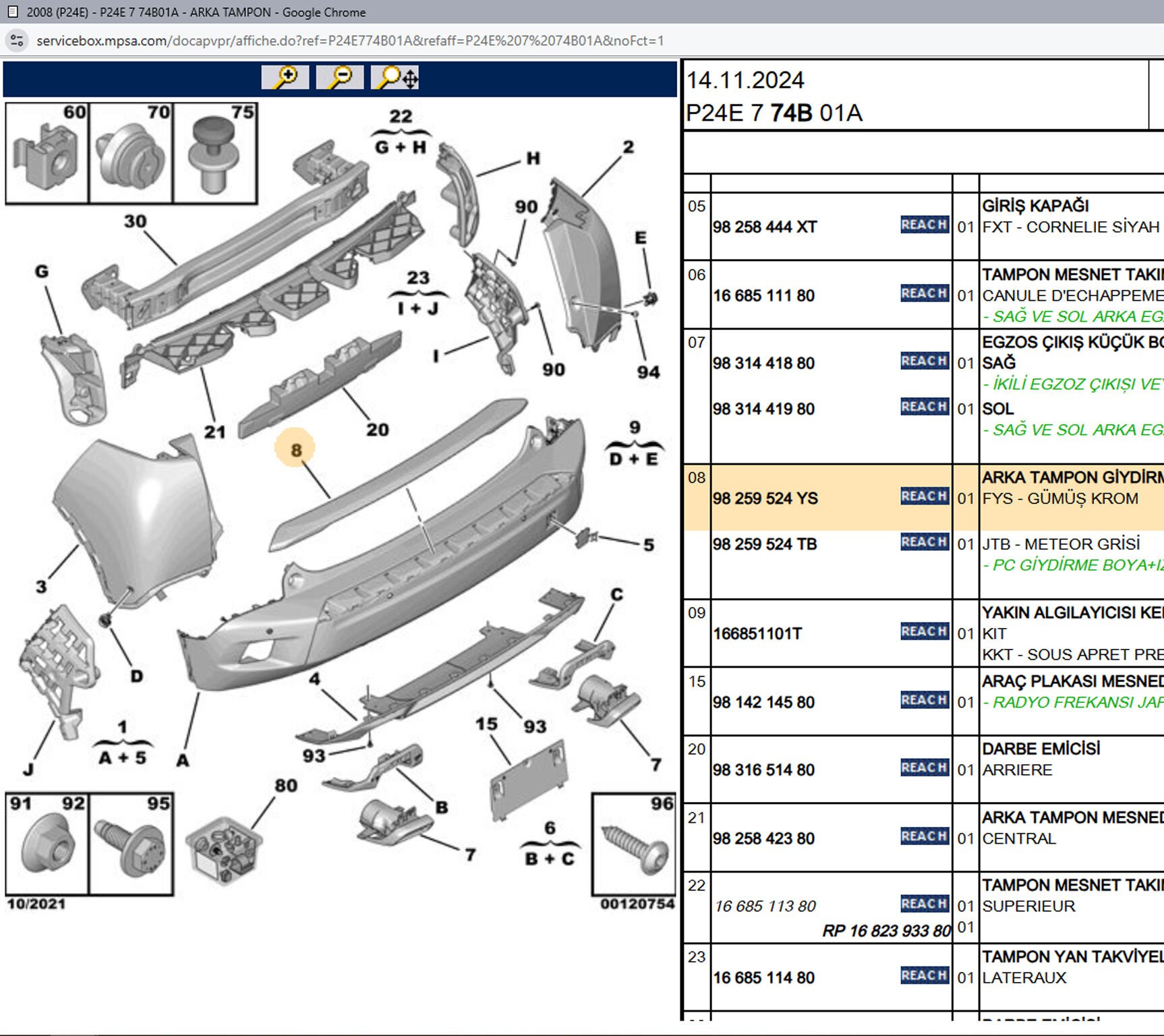 Psa Arka Tampon Nikelajı