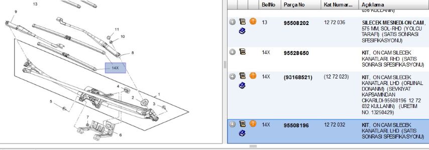 Ön Silecek Süpürgesi Mer B Sılecek Supurgesı On Takım Merıva (95508196)