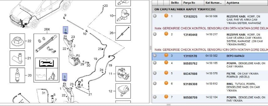 Cam Su Bidon Kapak Ast H Sılecek Tankı Kapagı Cord Astra H/zafıra B (13118170)