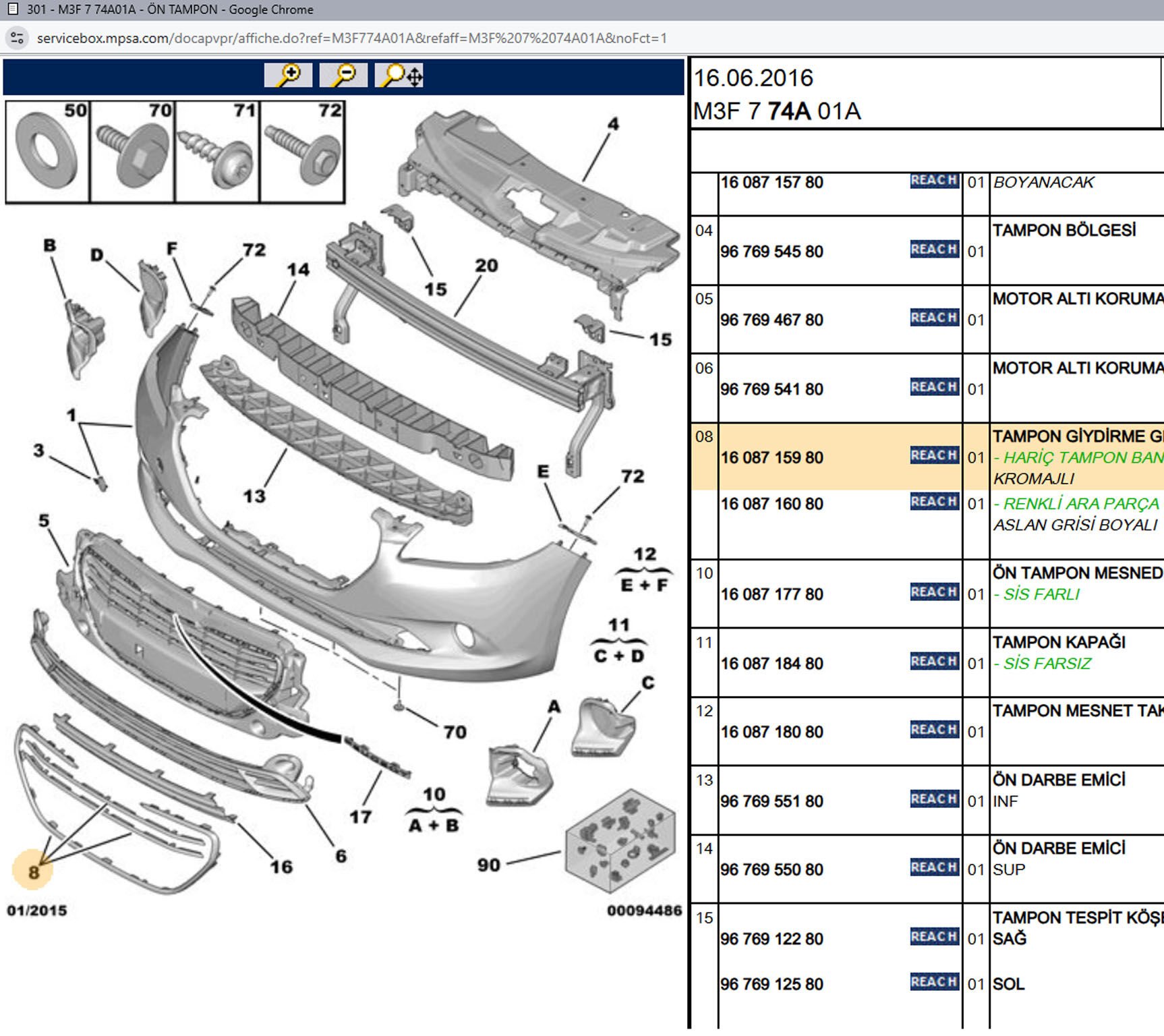 Psa Ön Tampon Nikelajı