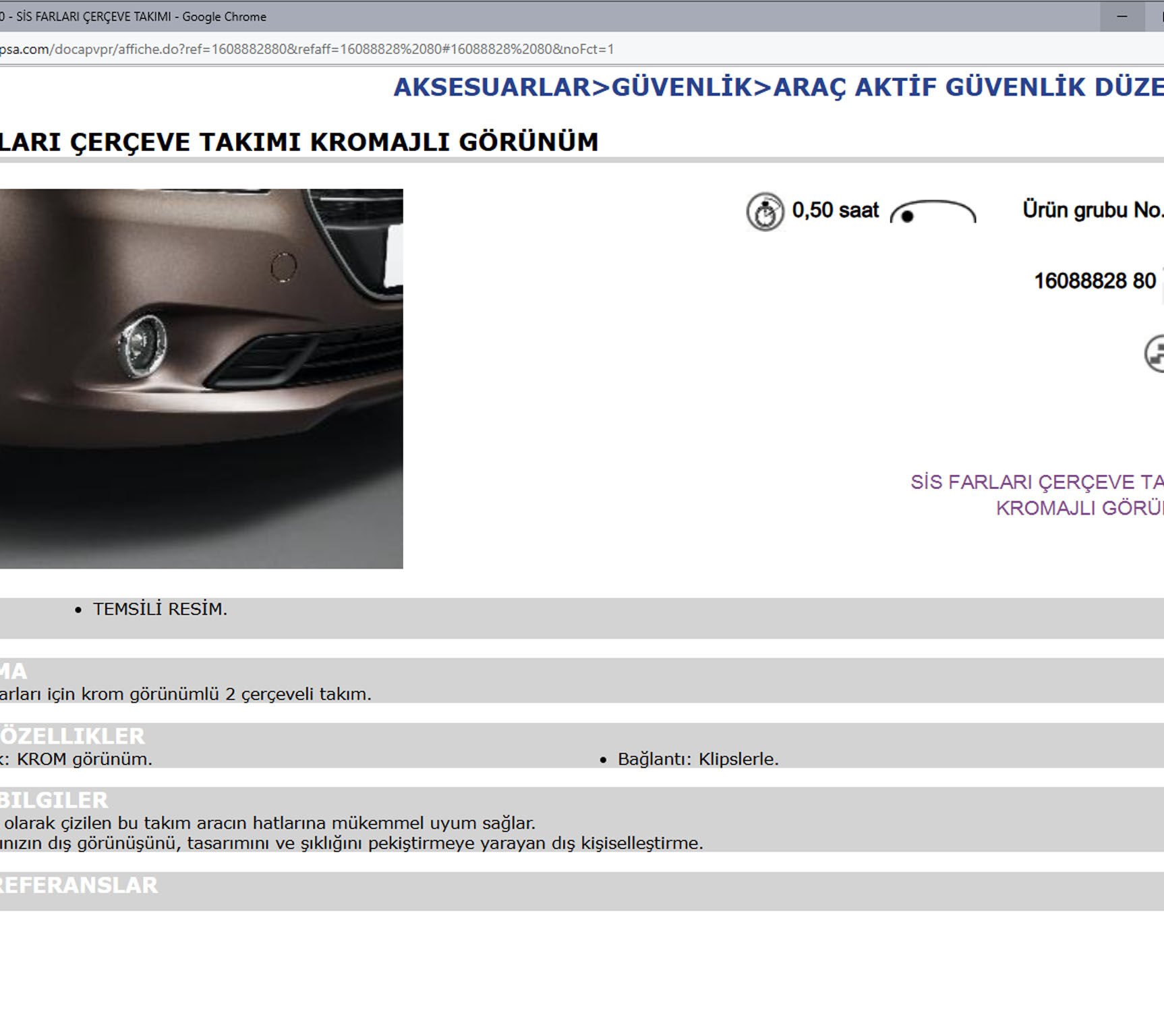 Psa Kromajlı Sis Farı Çerçevesi