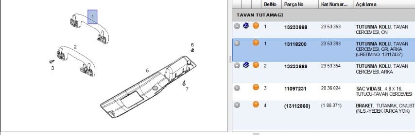 Tutamak, Elcık Tutamak On Grı L48 Astra H Int Ekıpman - Ov Legacy (13118200)