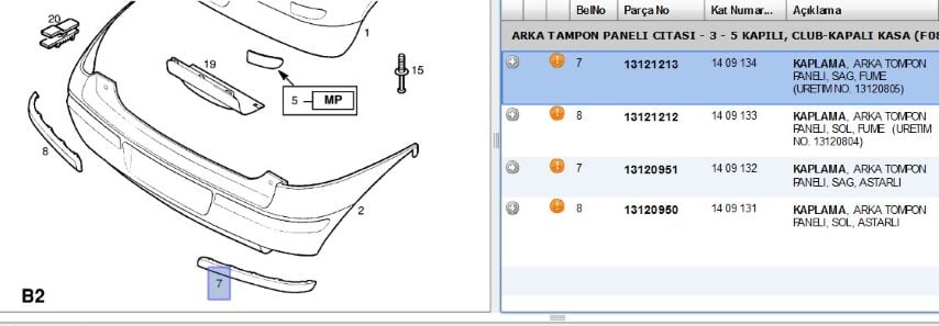 Arka Tampon Bantı Sağ Siy Cor C2004 Cıtası Sag Fume Corsa C (13121213)