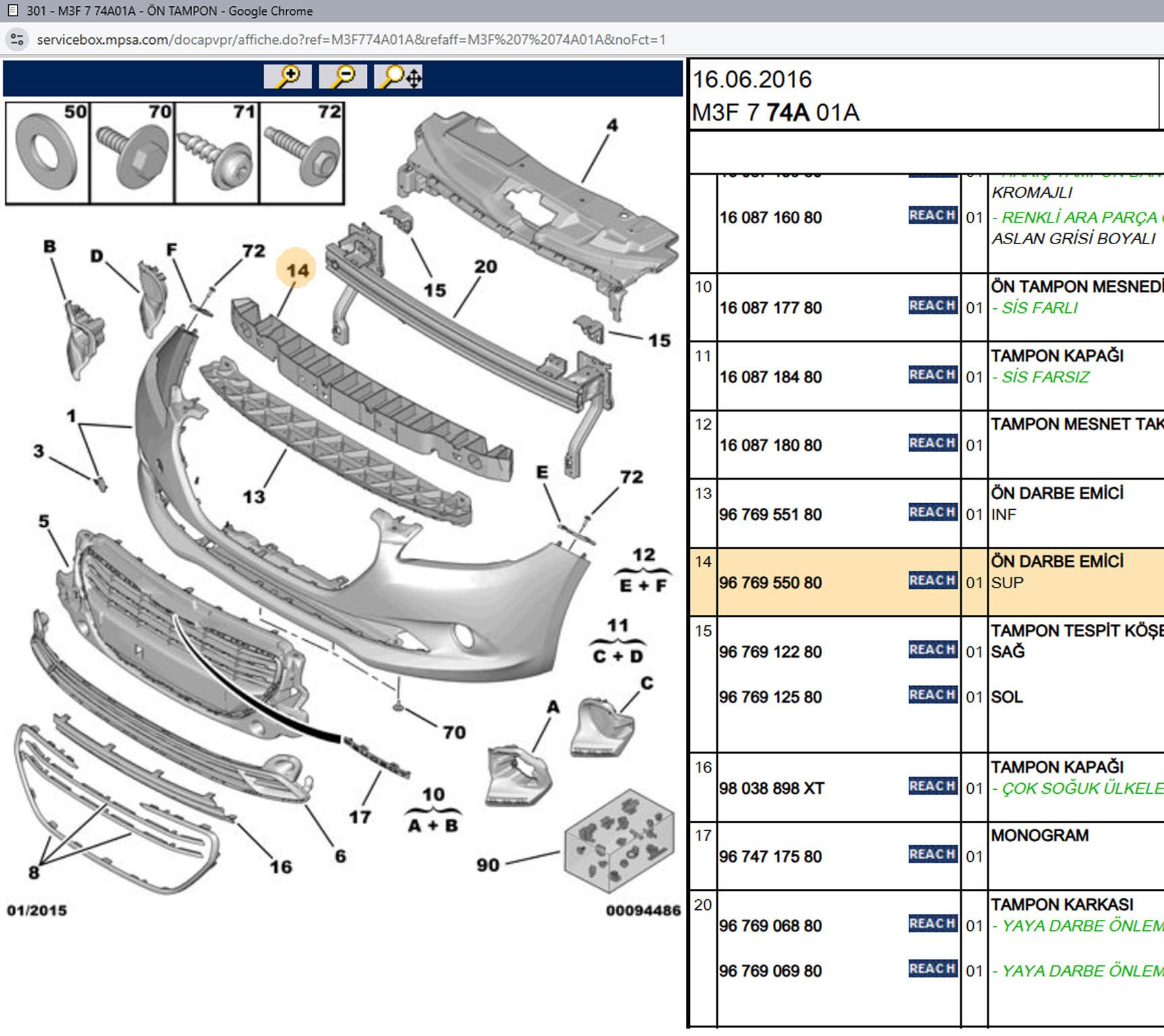 Psa Ön Tampon Üst Darbe Emici