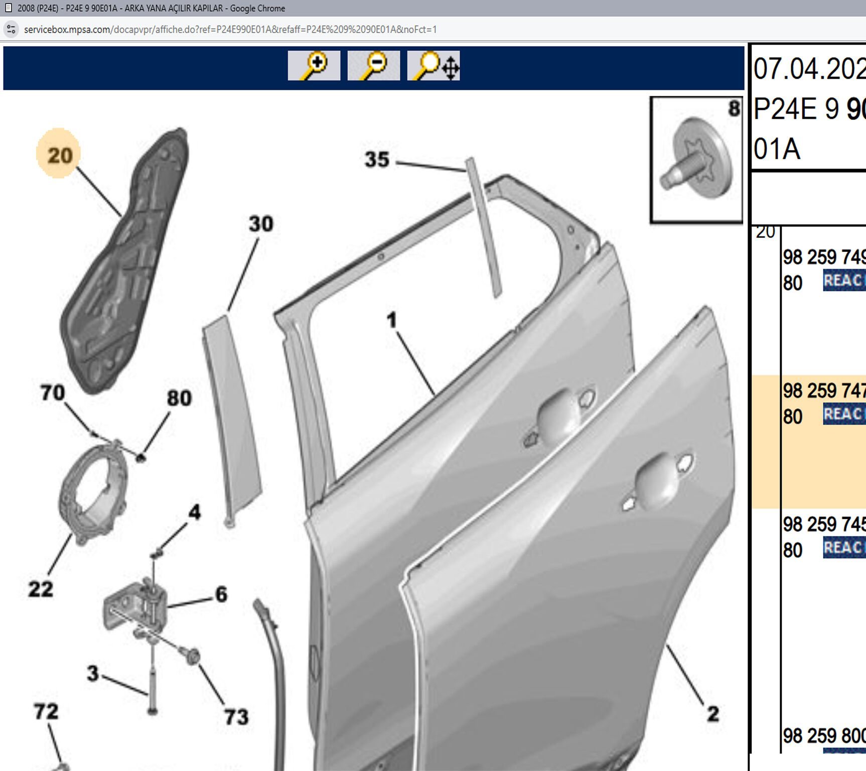 Psa Sağ Arka Kapı İzolatörü