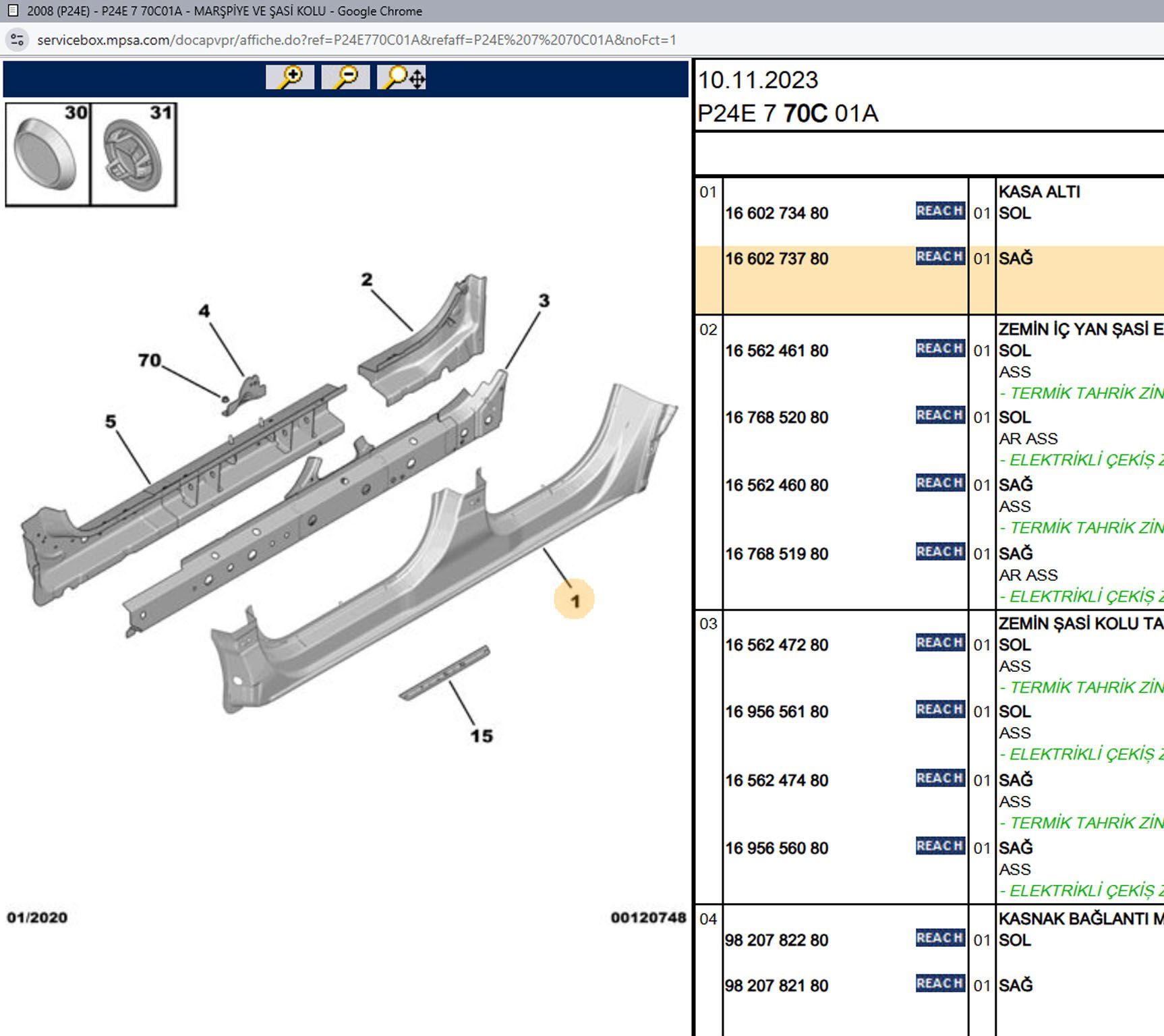 Psa Sağ Marşbiyel Sacı