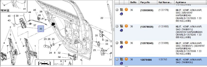 Kapı Kilidi Arka Sağ İns Kılıtı Sag Cruz / Astra J/ Insıgnıa (13579566)