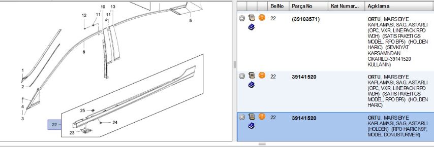 Part Marsbıye Kaplaması Sag Astra K Mouldıng For Doors (39141520) (,039103571)