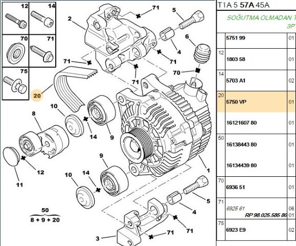 Alternatör Kayışı Kayısı 6pk1341 Dv6ted Partner M59 Erp No 1612160780 (5750.VP) (,05750.FX,5750.KV)