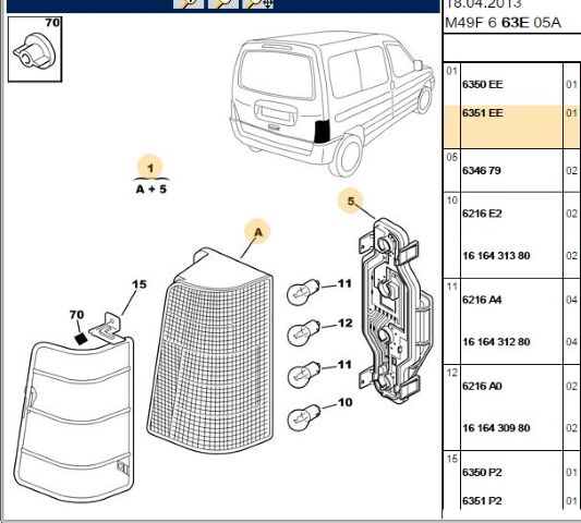Arka Stop Sağ Sag Partner-ym Tek Kapılı (6351.EE) (,06351.J0)