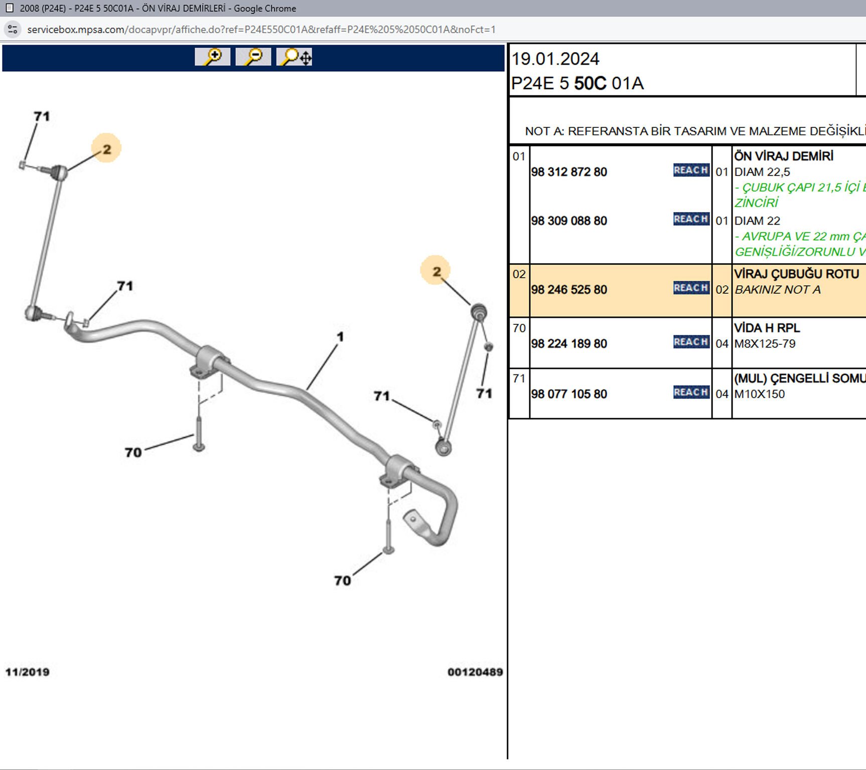 Psa Viraj Demiri Askı Rotu