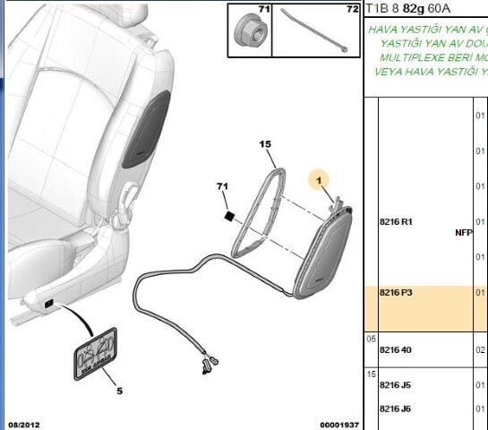Koltuk Airbaği Sağ Aırbagı 206 (8216.P3)