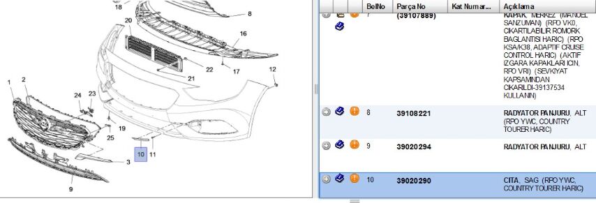 Ön Sis İleve Kapak Sağ İns B Sıs Far Devam Cıtası Sag Insıgnıa (39020290)