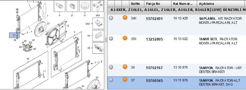 Rad Alt Las Sağ Cor D Radyator Lastıgı Sag Corsa (55700545)